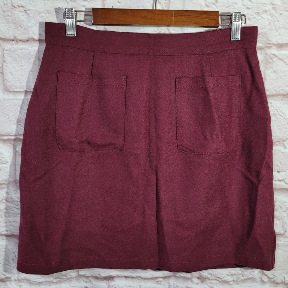 Modcloth Burgundy Red Wool Pocketed Mini Skirt